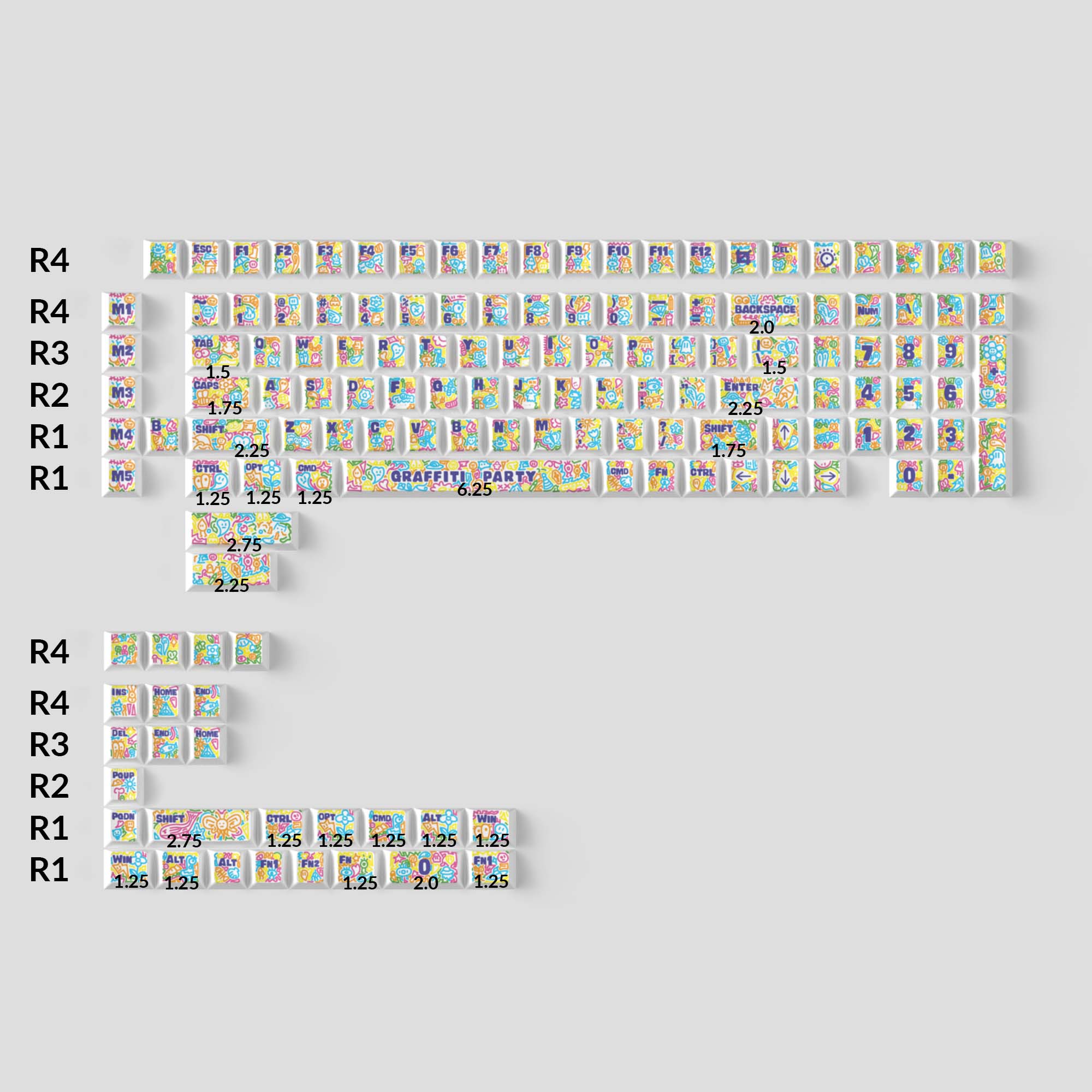Graffiti Party - Cherry Profile Dye-Sub PBT Full Keycap Set - Image 2