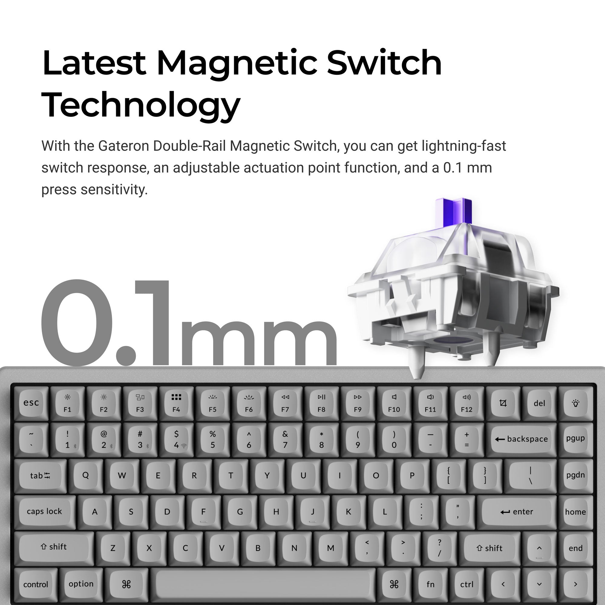 Keychron K2 HE Wireless Magnetic Switch Custom Keyboard - Concrete Edition - Image 2