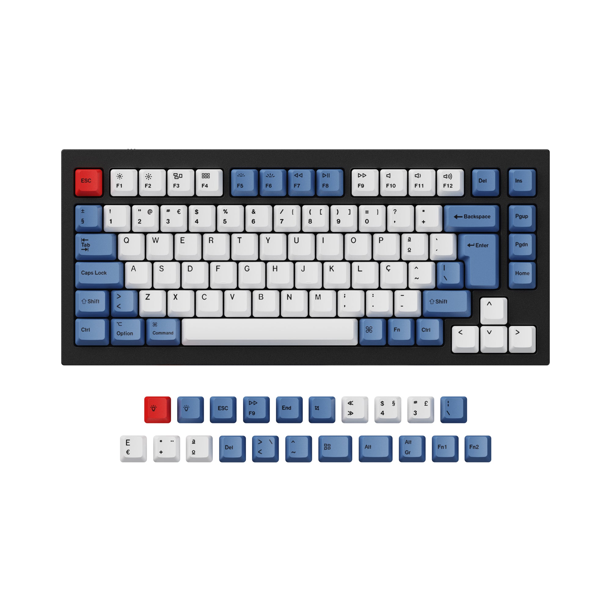 ISO & ANSI Q1 & Q1 Pro & Q2 & Q2 Pro & V1 & V2 & K2 & K2 Pro OEM Dye-Sub PBT Keycap Set - Blue - Image 5