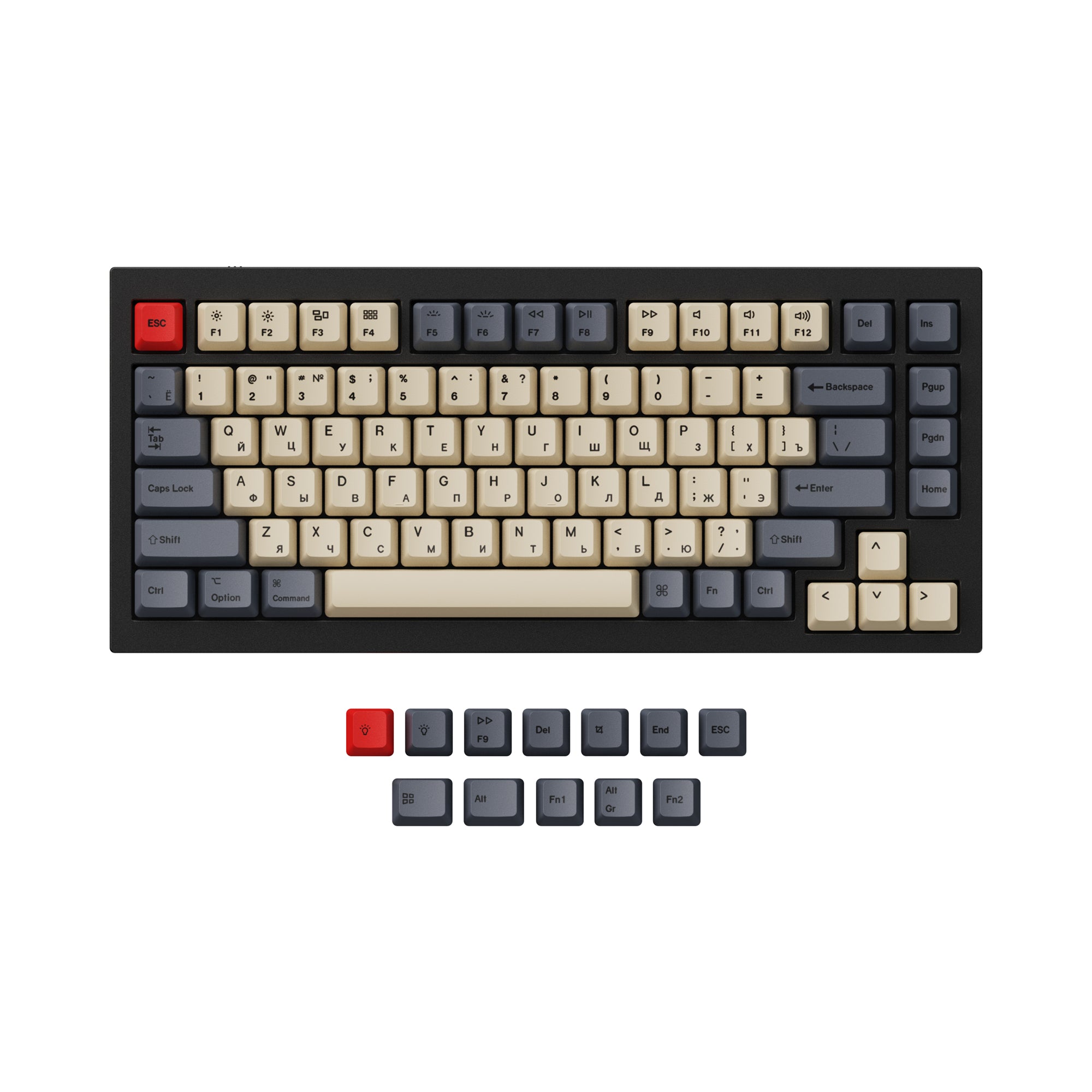 ISO & ANSI Q1 & Q1 Pro & Q2 & Q2 Pro & V1 & V2 & K2 & K2 Pro OEM Dye-Sub PBT Keycap Set - Carbon - Image 3